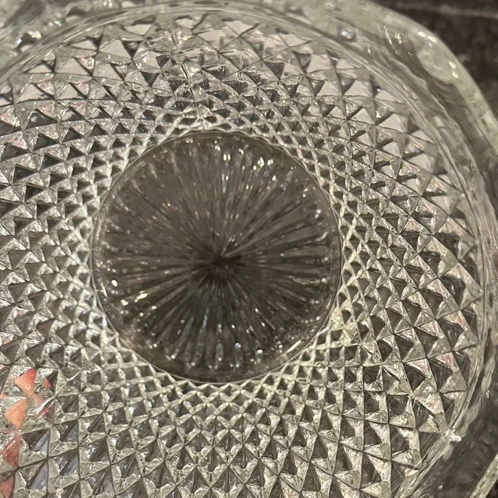 Vintage Indiana Glass Diamond Point Clear Ice Bucket/Vase/Planter